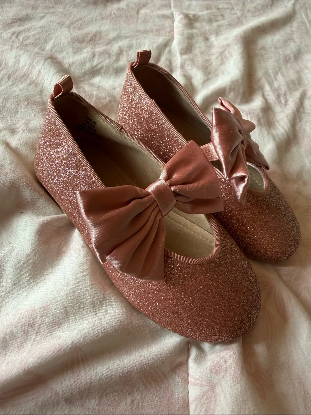 Girls Sparkle Bow Flats - Pink